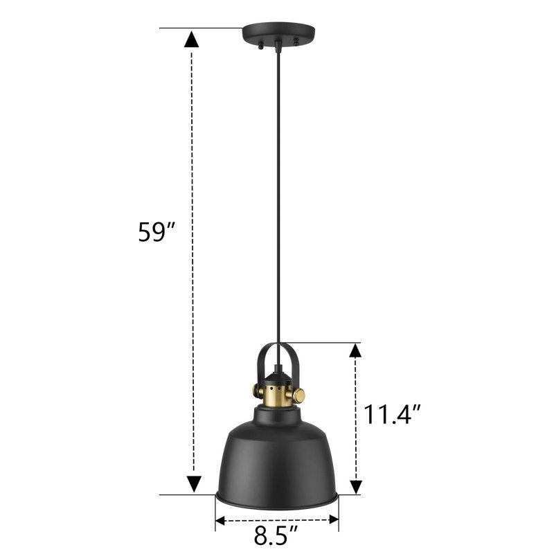 Luminaire suspendu pour îlot de cuisine 1 lumière noir
