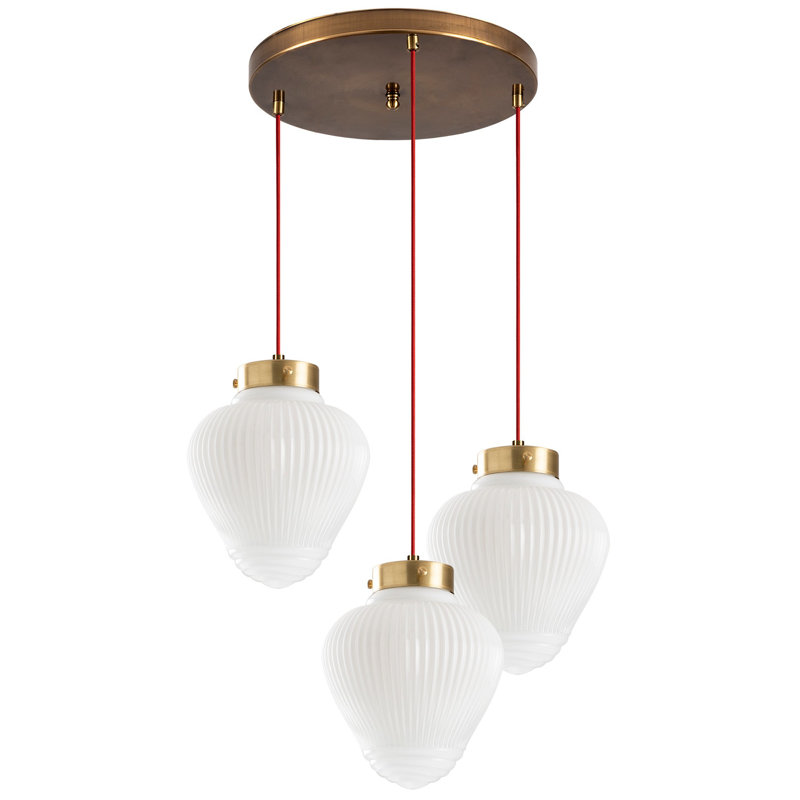 3 - Light Gold/Red Cluster Pendant, White