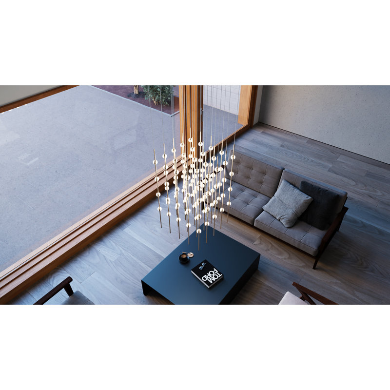 Constellation 100 - Light LED Pendant, Clear, Satin Brass, 2700K