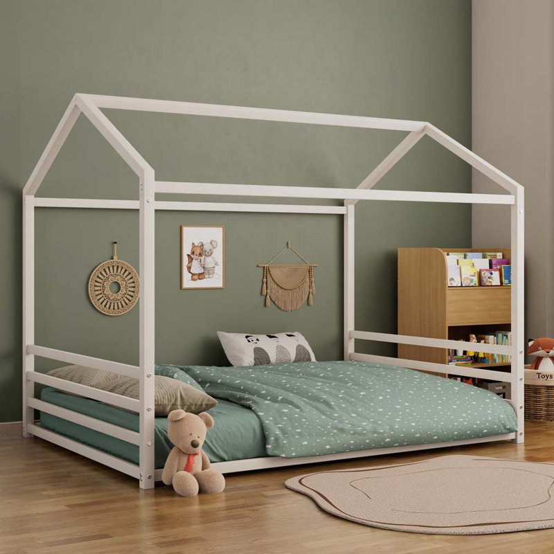 Structure de lit en métal Montessori, Lit simple, Blanc
