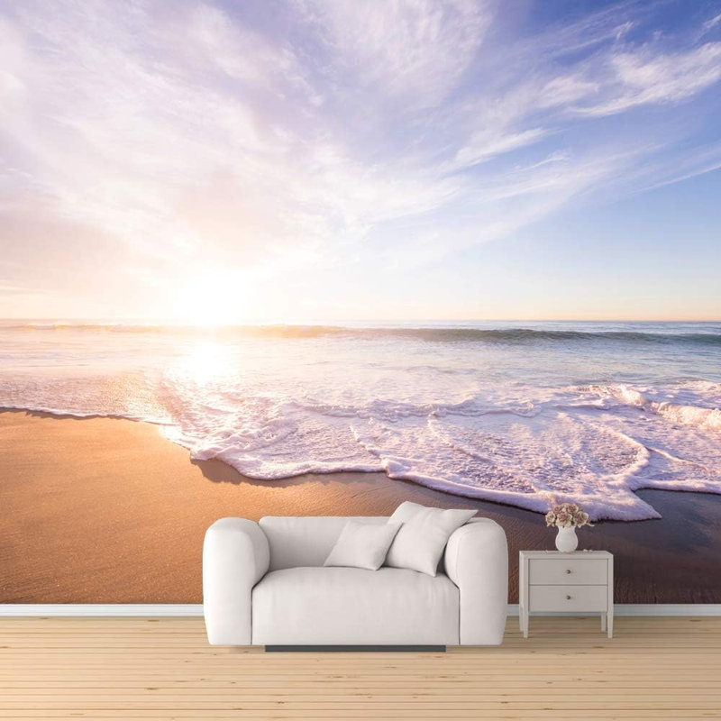 Murale romantique à peindre Beach11, L 100 po x l 144 po