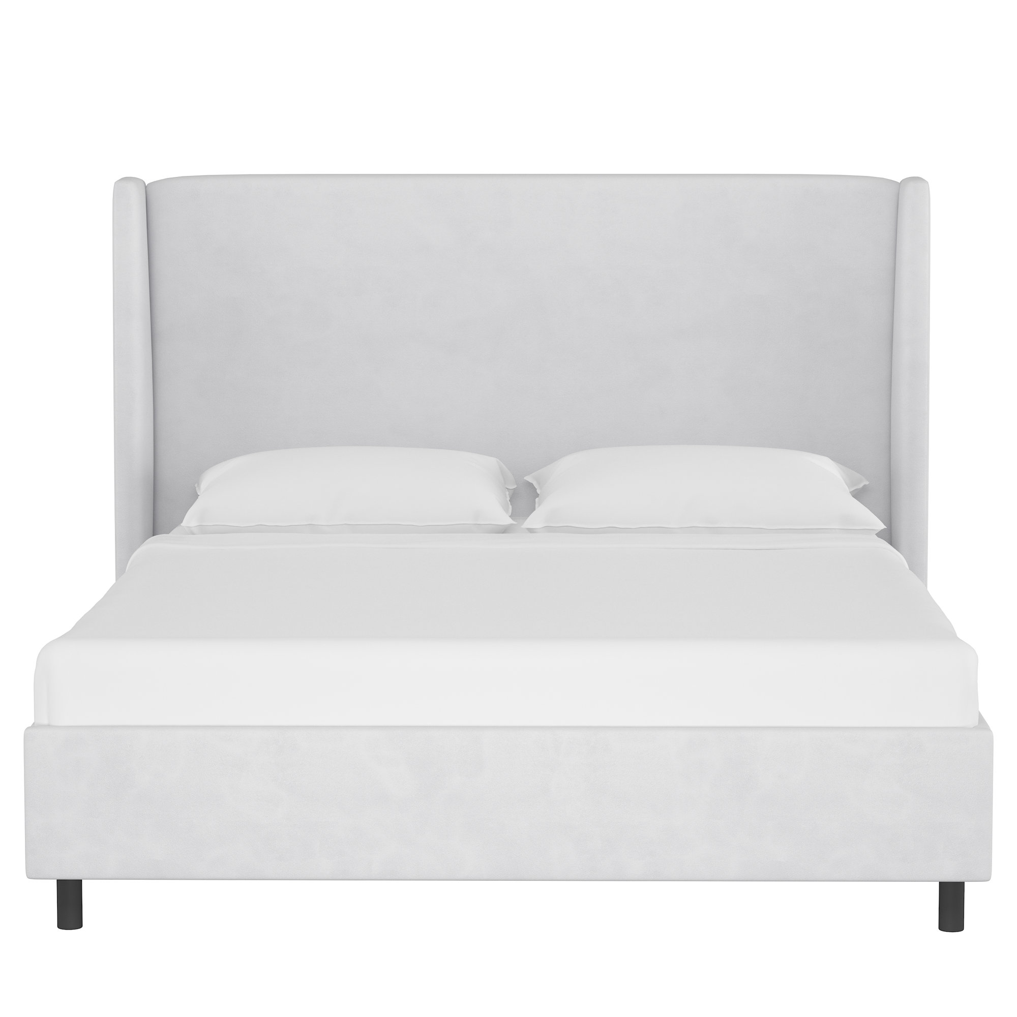 Tilly Upholstered Low Profile Platform Bed, Classic White Velvet, Twin
