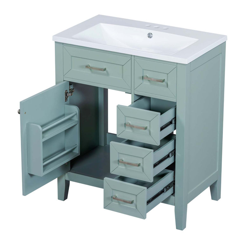 Ensemble de meuble-lavabo 30 po avec lavabo, armoire de salle de bain avec tiroirs, structure solide et panneau de fibres à densité moyenne