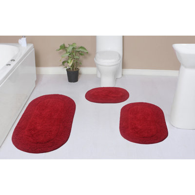 Lona Double Ruffle 100% Cotton Non-Slip Bath Rug Set