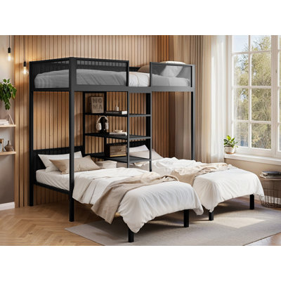 Axton Metal Triple Bunk Bed Black
