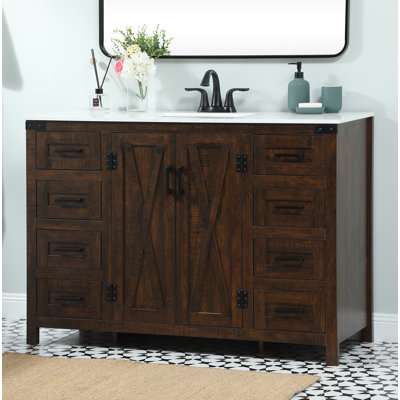 Slayton 48'' Single Bathroom Vanity with Engineered Marble Top