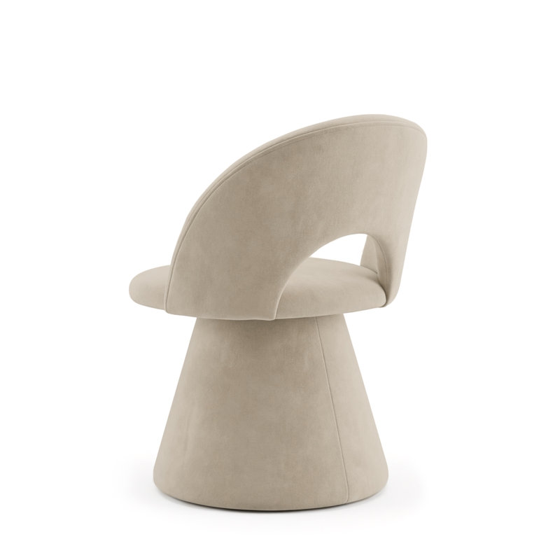 Abisso Ring Modern Upholstered Dining Chair with Curved Open Back & Metal Ring Detail