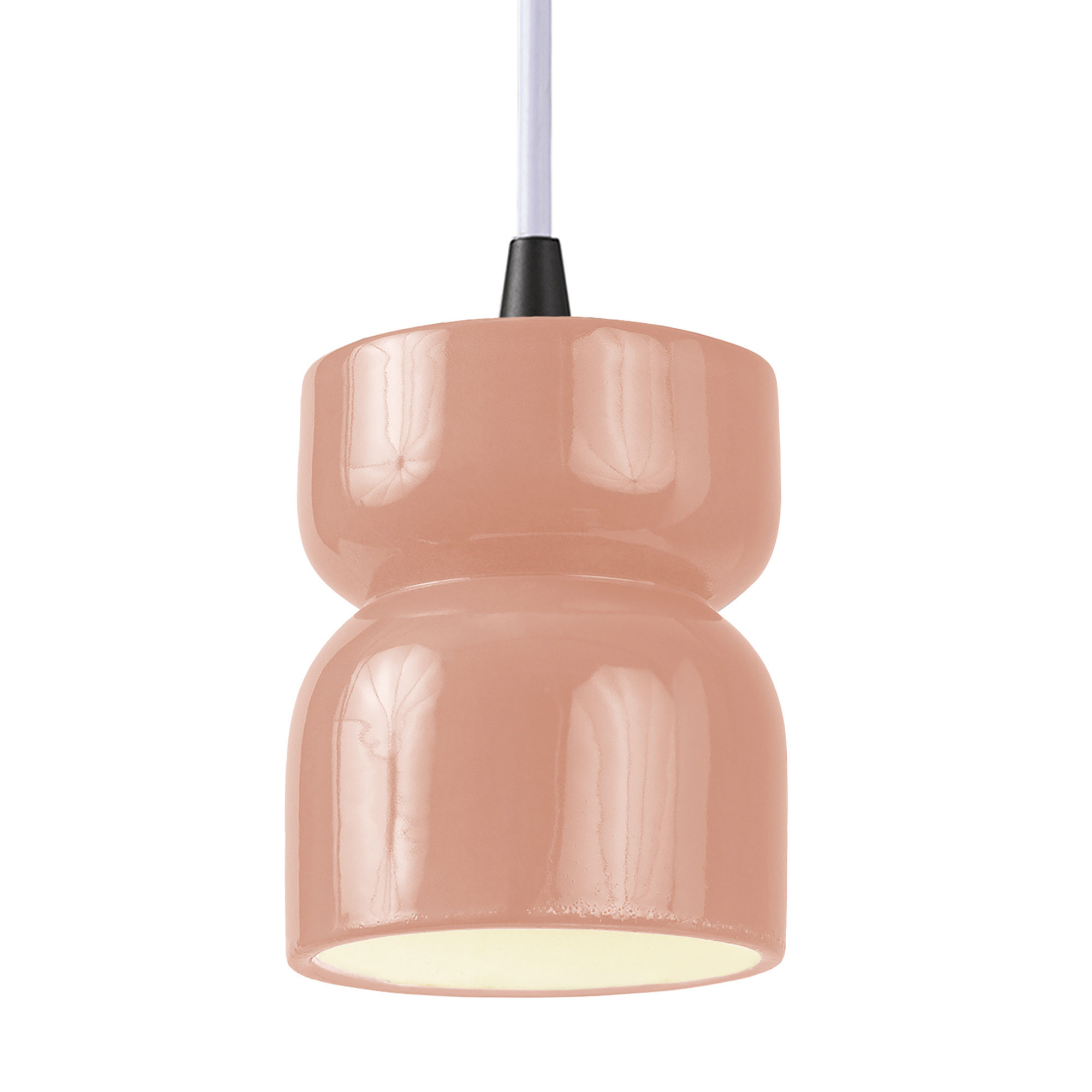 Nysta Ceramic Dimmable Pendant, Gloss Blush, Matte Black