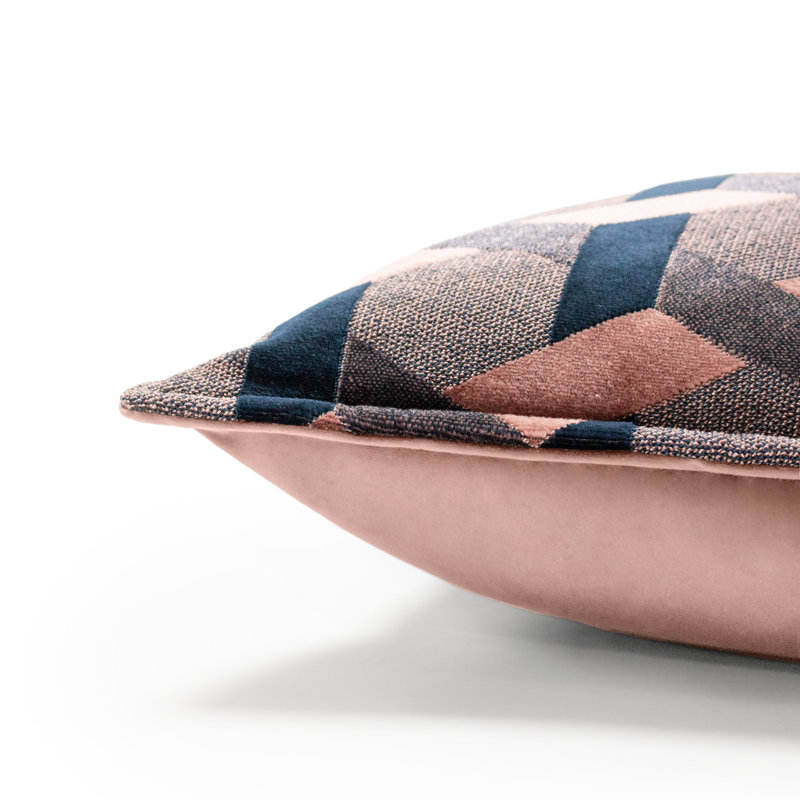 Delano Geometric Rectangular Cushion, Blush/Navy