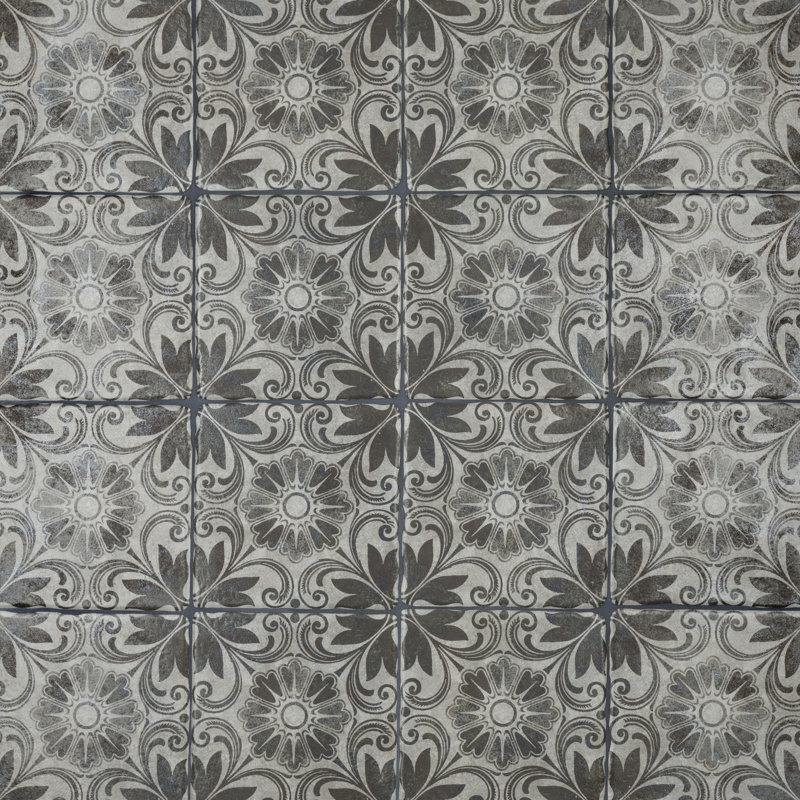 Carreau de céramique à motif pour mur et plancher 8 po x 8 po Costa, Gris mat / brun