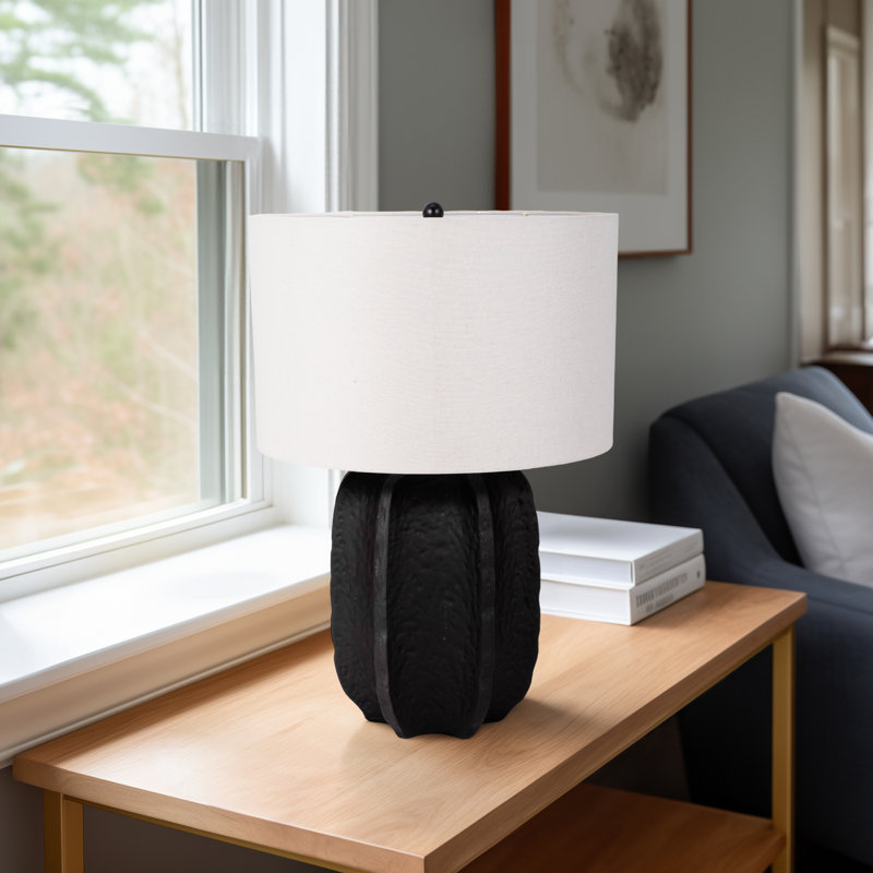 Lampe de table texturée 24 po Winston Porter, Noir, Blanc