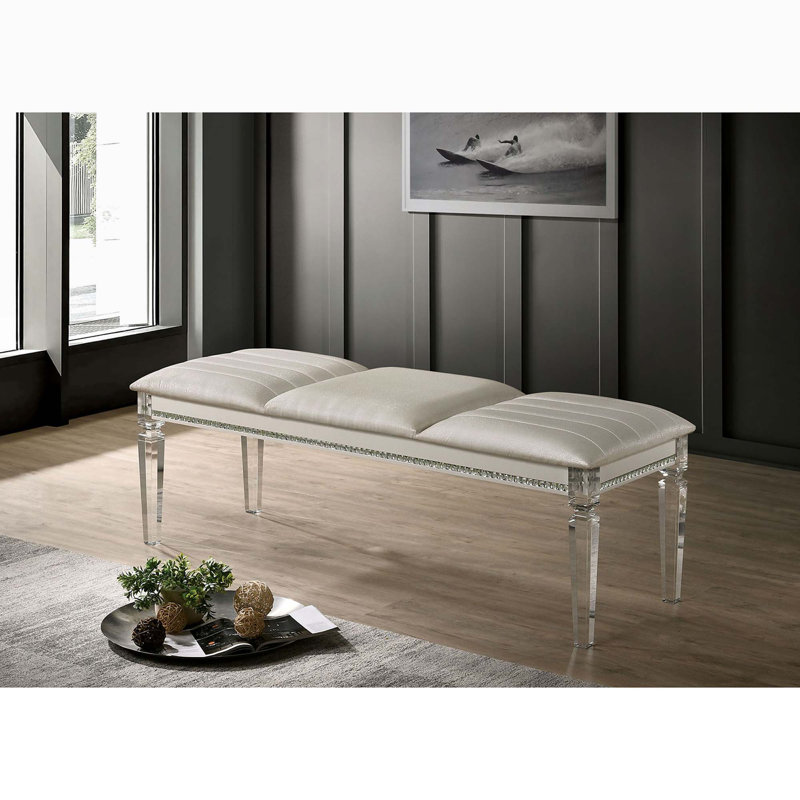 Elisabetta entryway bench, bedroom bench, dining bench, Beige, 19.65”H x 58.02”W x 18.02”D