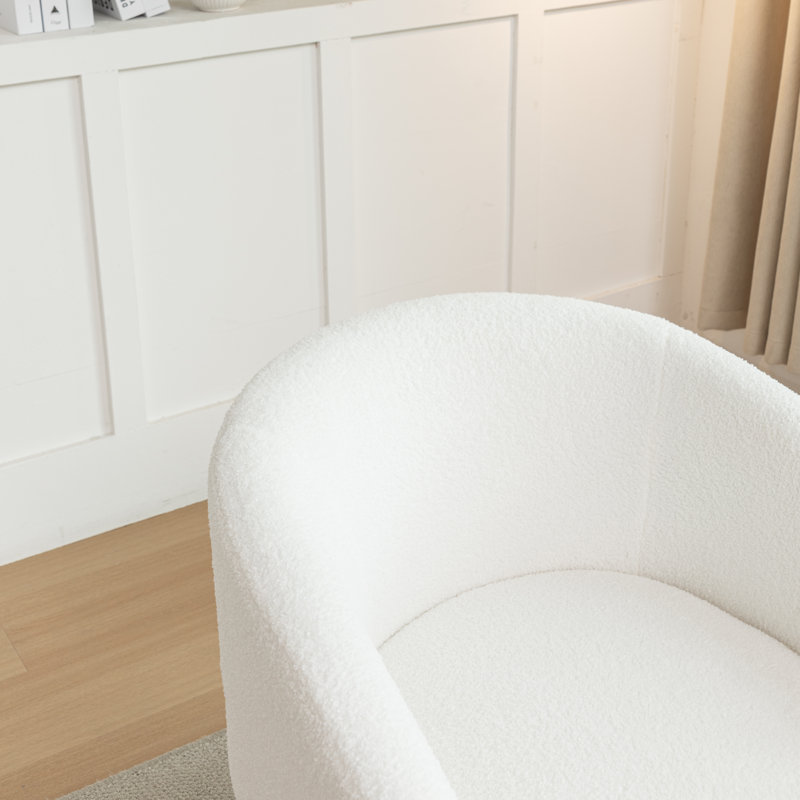 Fauteuil demi-tonneau Jameila, Fausse fourrure blanche, 1, Noir