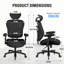 Grande et haute chaise de bureau en filet, chaise de jeu à dossier réglable avec support lombaire adaptatif, fauteuil de bureau de direction à accoudoirs rabattables en 2 dimensions-129472439