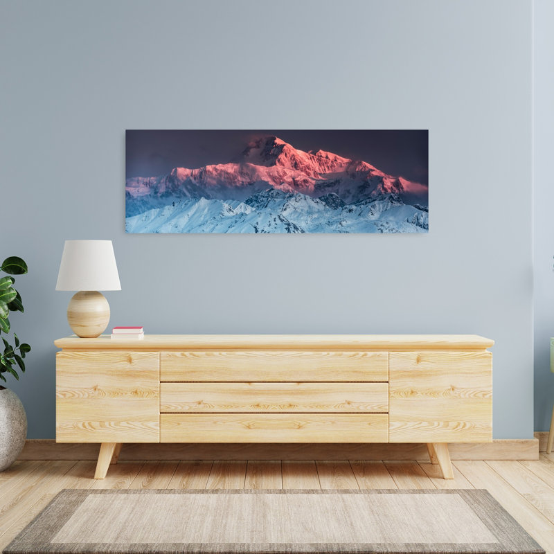 Mont Denali, paysage abstrait contemporain, art mural, H 48 po x l 16 po