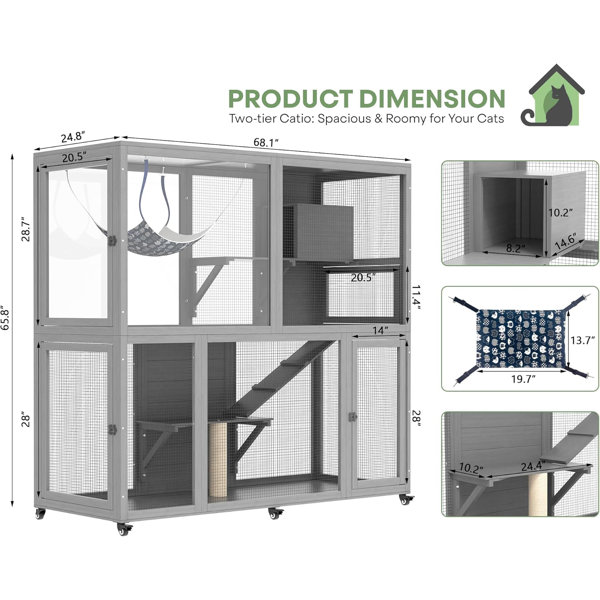 Tucker Murphy Pet™ Catio Indoor Cat Enclosure, 2-Tier Large Catio with ...