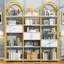 Bibliothèque de 83,5 po de hauteur avec 3 tiroirs et 13 tablettes de rangement, bibliothèque industrielle ouverte avec tablettes, grande étagère, bibliothèque triple pour la maison et le bureau-115733401