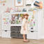 Rangement pour jouets de 61 po, bibliothèques pour enfants avec rangement pour animaux en peluche, 2 tiroirs mobiles, 4 bacs de rangement et 2 planches à dessin magnétiques, bibliothèque Montessori pour chambre d'enfant, salle de jeux, chambre à coucher, blanc-122513664