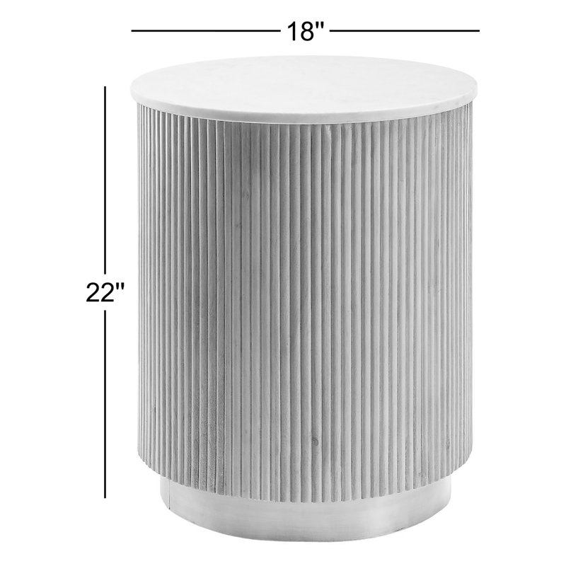 Table de bout haute 22 po Rylee, Plateau blanc / base bois / or