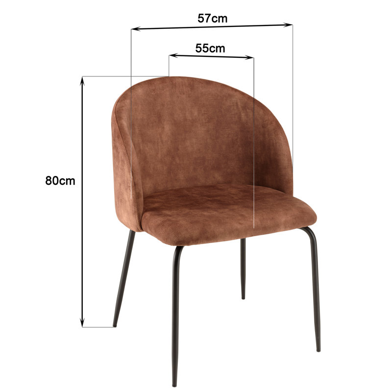Luanna 47cm H Velvet Upholstered Side Chair, Brown