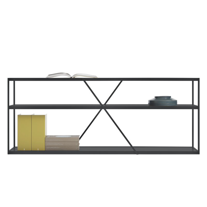 NeedWant Etagere Bookcase, Oblivion, (2 Shelves) 25" H x 63" W x 16" D