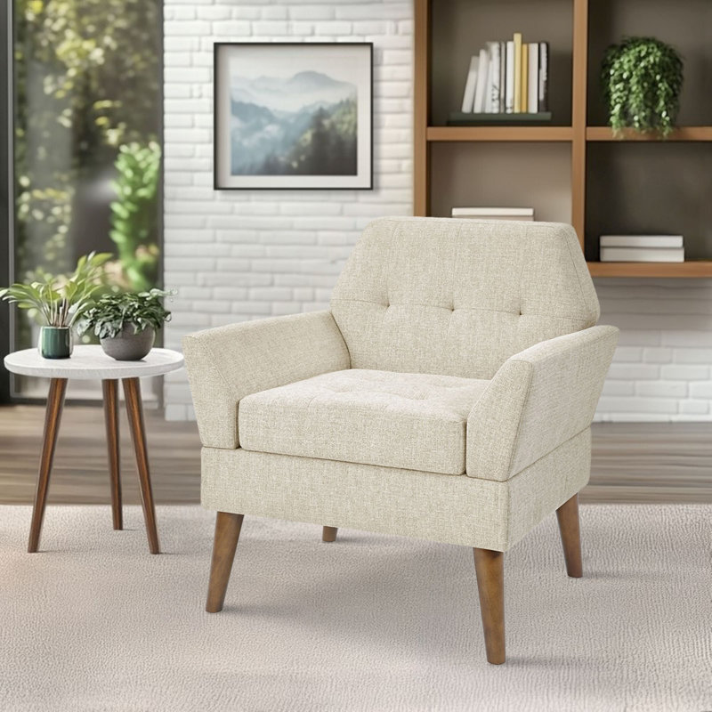 Newtin Mid-Century Modern Accent Chair, Beige