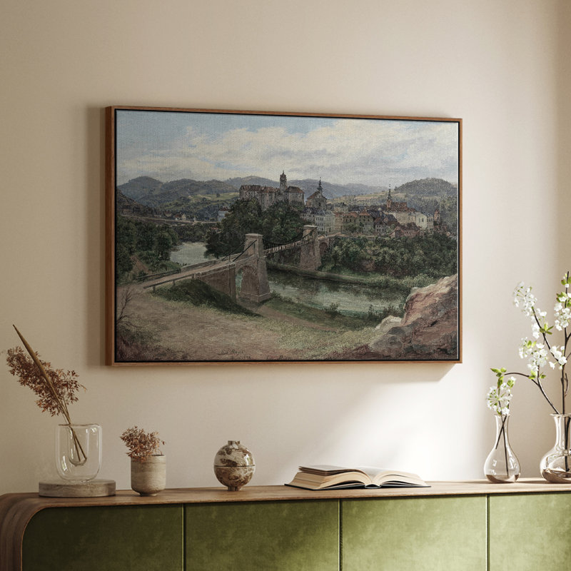 Paysage rétro - CDL, H 27 po x l 41 po x P 2 po, Walnut Floater Framed Canvas