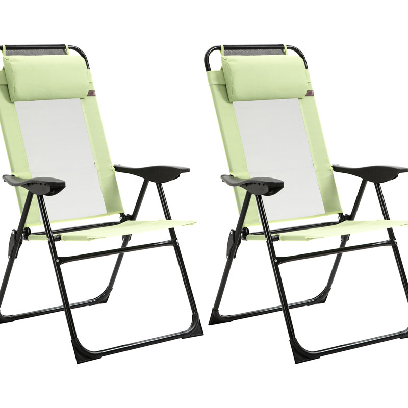 Chaises de terrasse pliantes (2). Assise confortable avec. Dossier réglable. Pour le jardin, la cour arrière, la pelouse. Pliable pour économiser de l'espace. Solide. 264 lb Capacité de chaises de patio de 2 po Fauteuil à dossier en toile
