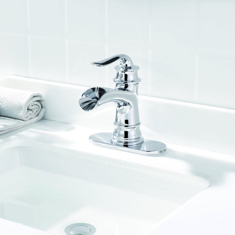 Single Hole Bathroom Faucet with Drain Assembly, Polished Chrome