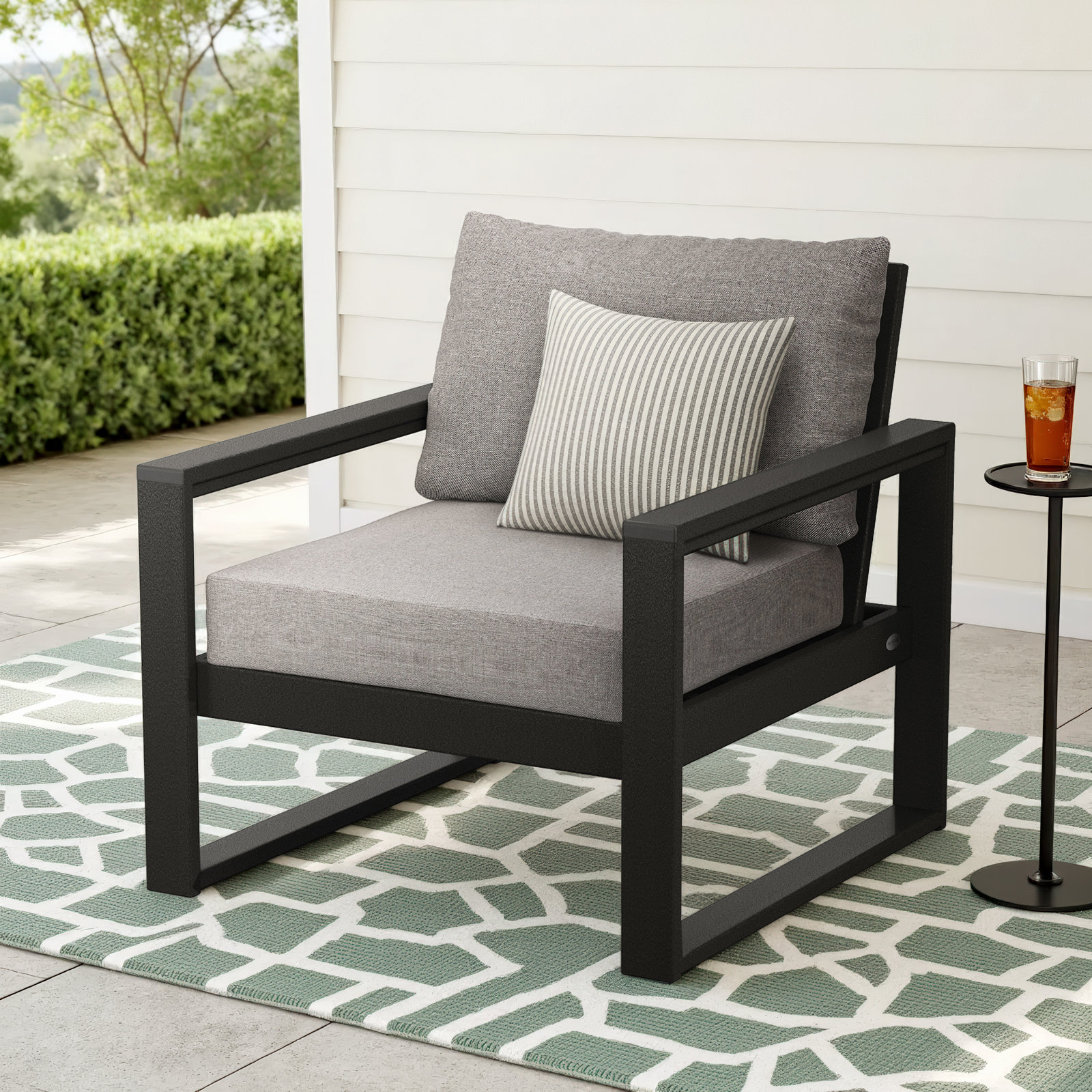 Edge Patio Lounge Chair, Granite/Black