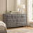 Rea Wide Dresser, 7 Drawers With Crystal Knobs, Gray Velvet Upholstery-117559603