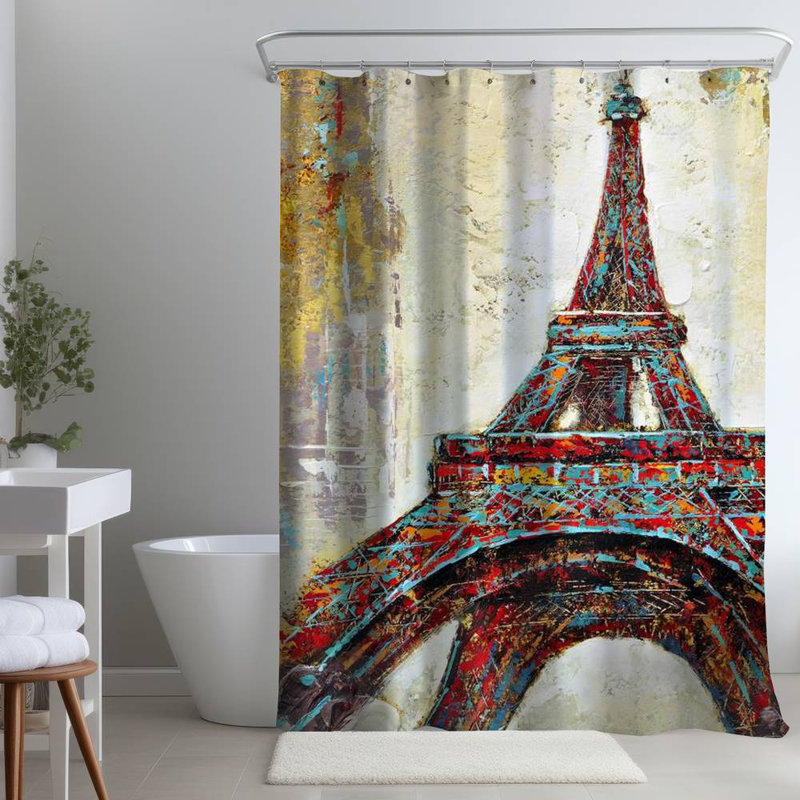 Shower Curtain CI47 – Polyester Shower Curtain, Dye Sublimation Print, 71" W × 74" L