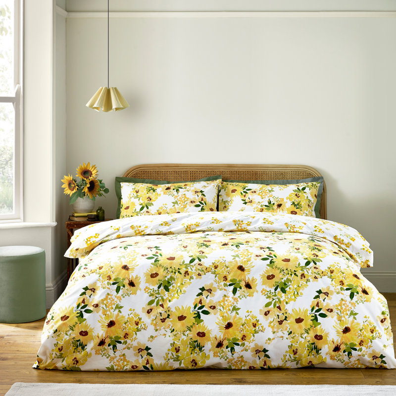 Sunflowers Reversible Duvet Cover Set, Double Duvet Cover + 2 Standard Pillowcases
