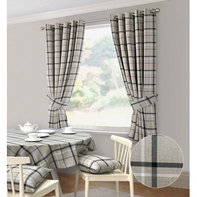 Groover Check Eyelet Room Darkening Curtains