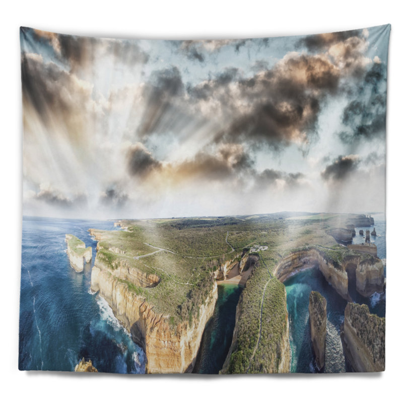 Tapisserie coucher de soleil paysage des douze apôtres de Schafer, H 32 po x l 39 po