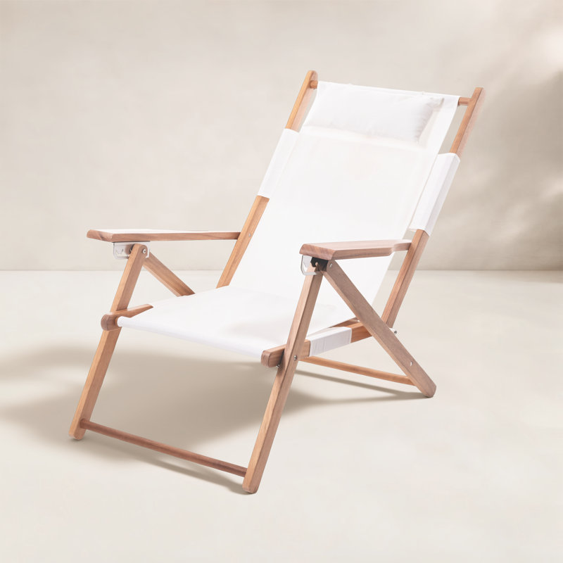 Reclining Beach Chair with Cushion, Antique White