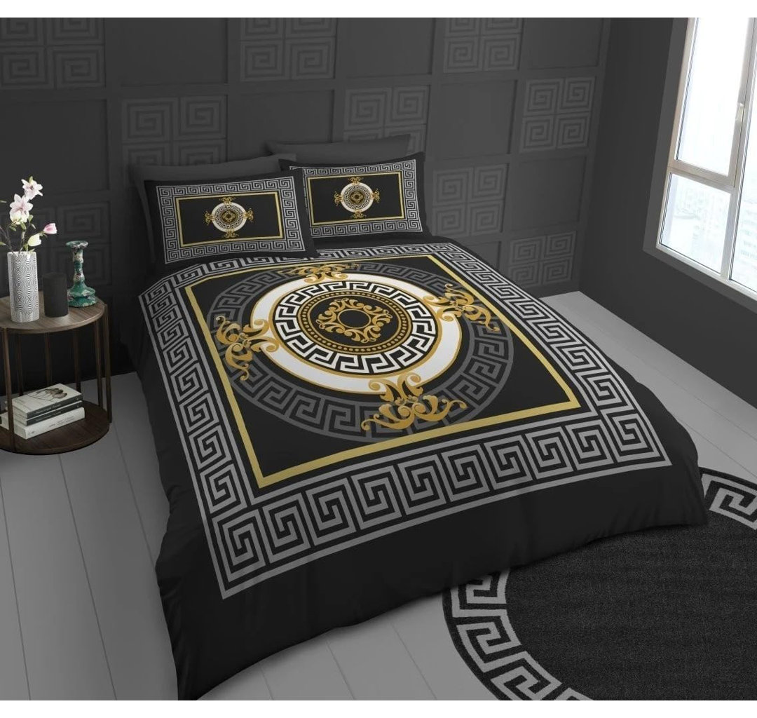 Polyester Geometric Duvet Cover Set with Pillowcases Included