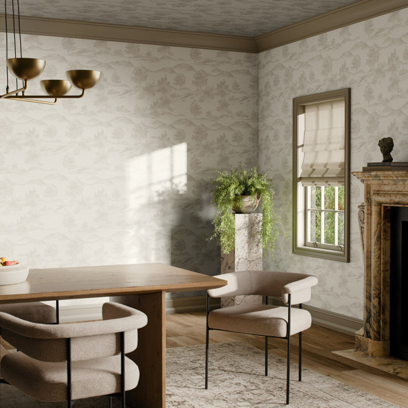 Abundance Floral Wallpaper Roll, W12" x H8", Abundance Grey II