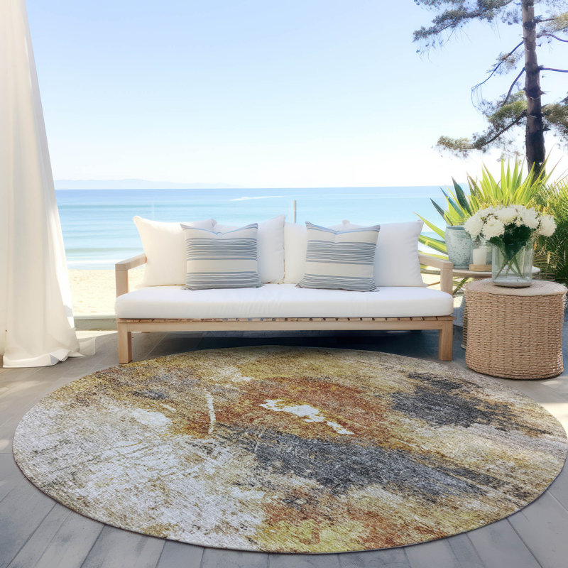 Tapis intérieur / extérieur brun lavable Linta , 8 pi x 8 pi