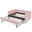 Lit de jour pleine grandeur, canapé-lit convertible polyvalent 3 en 1 Gingham avec gigogne escamotable et poches de rangement latérales-1616594392-1616594393