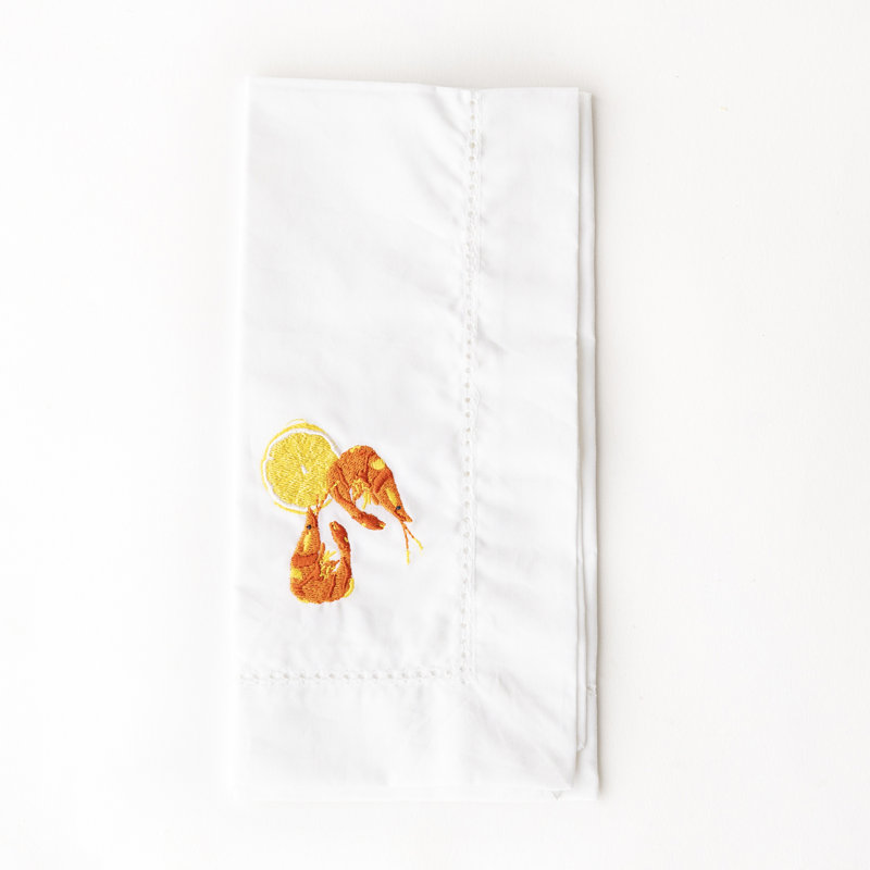 Lemon Prawns Embroidered Dinner Napkin