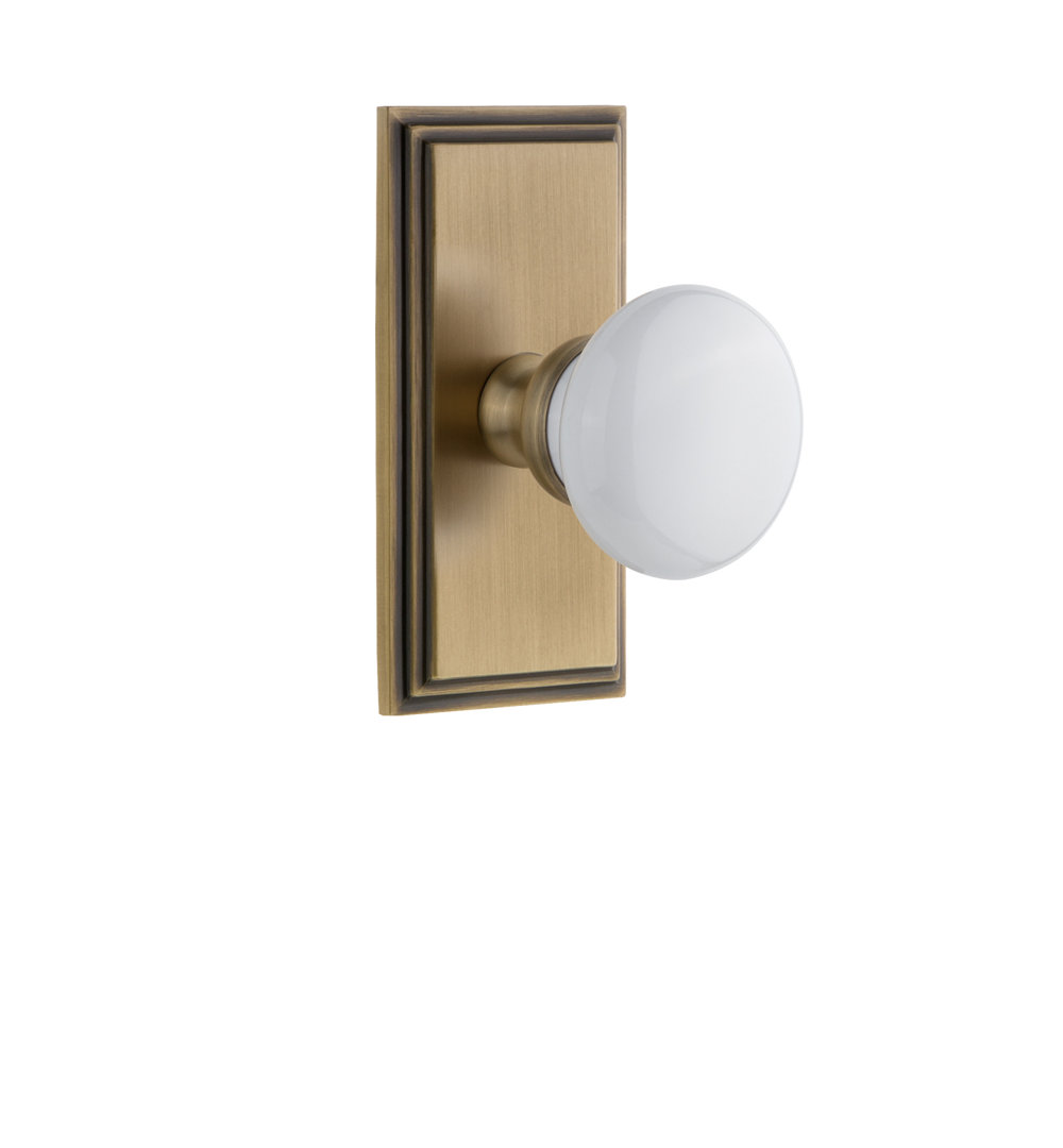 Grandeur Carré Plate Passage with Hyde Park Door Knob Grandeur 