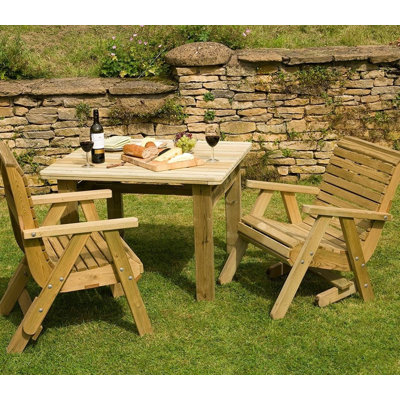 Square Redwood Outdoor Dining Table With Umbrella Hole , 100cm cm W 100cm cm D