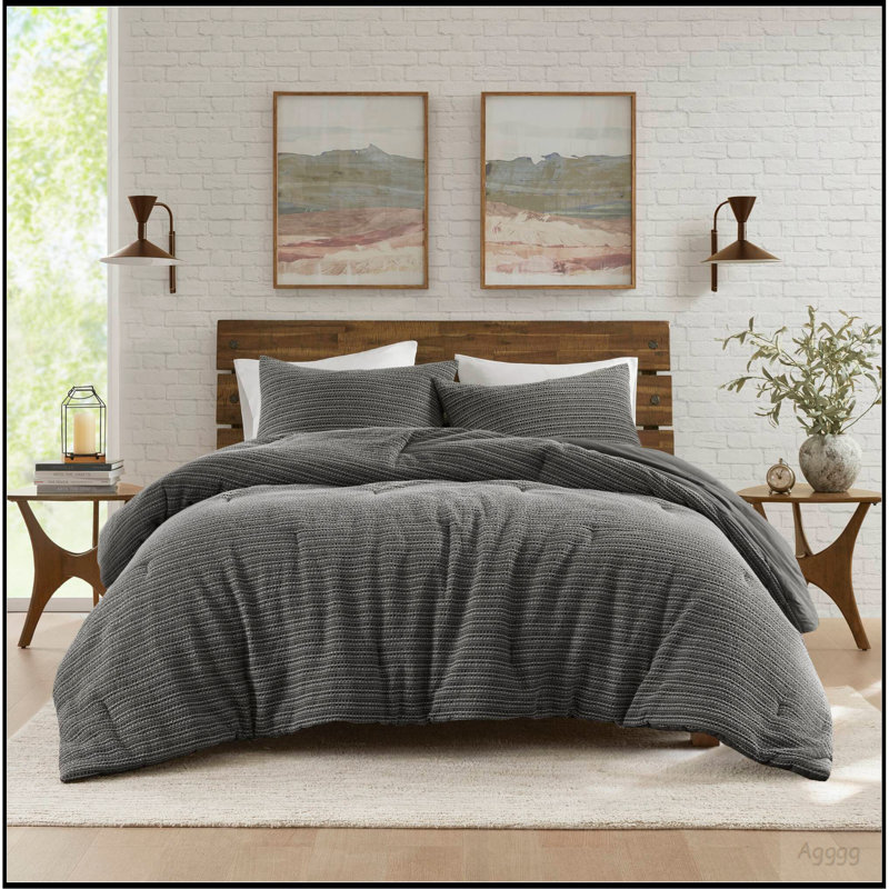 Ensemble d'édredon 3 pièces, Gris anthracite