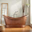 Paige 72" Copper Soaking Double Slipper Freestanding Tub with Rolled Rim
