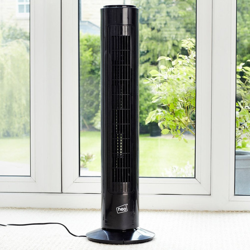 Arooj 73 cm Oscillating Tower Fan, Black
