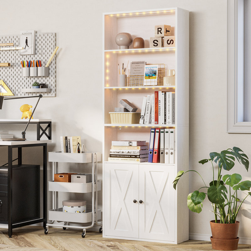 Blaha Storage Bookcase, Industrial Brown