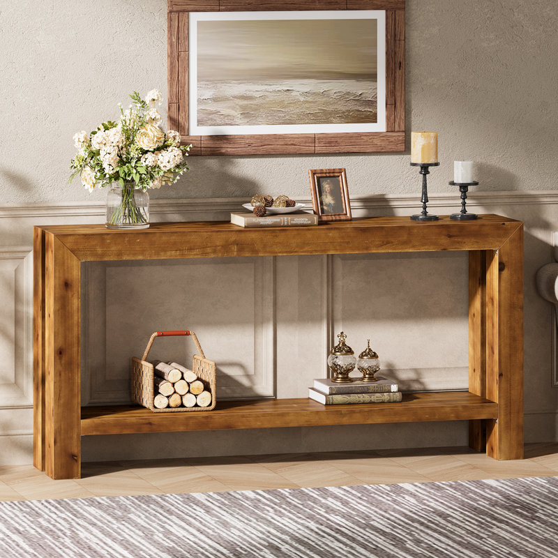 Console 63 po en bois massif avec 2 tablettes