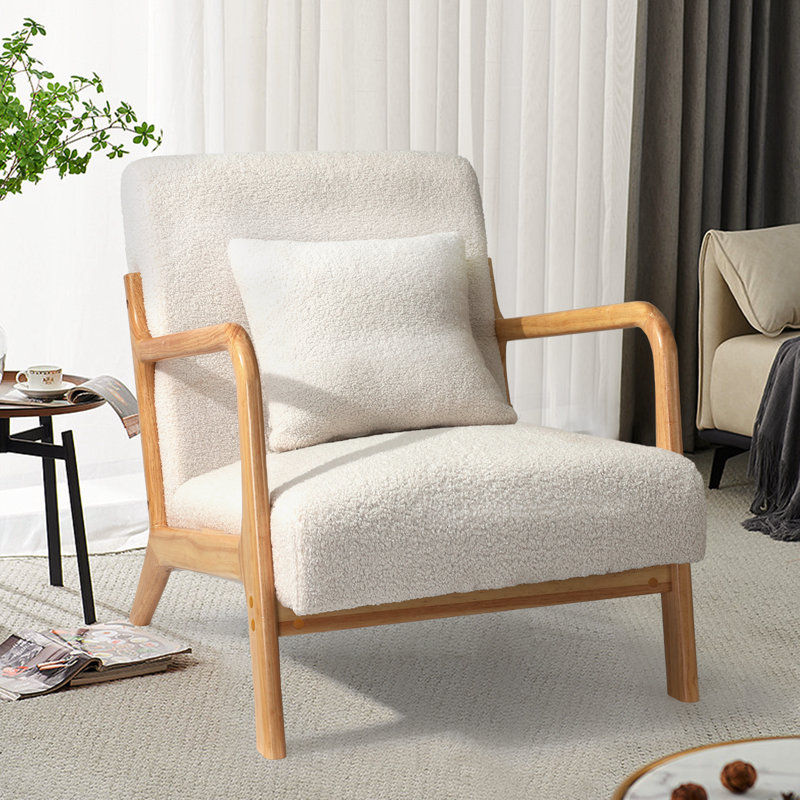 Upholstered Armchair, White Teddy