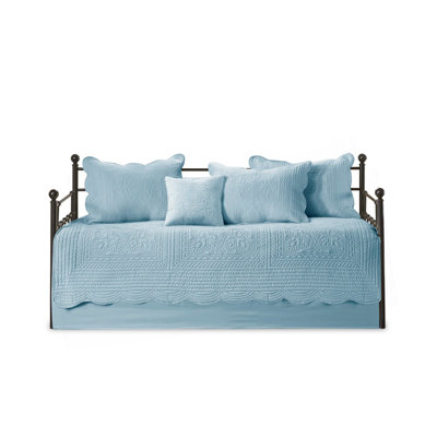 6 Piece Reversible Scalloped Edge Daybed Cover Set Blue Daybed